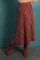 Tesettür giyim TABA KARELİ FERMUARLI ÇAN ETEK 2022