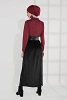 Tesettür giyim SİYAH PİLİSELİ KADİFE ETEK 3300