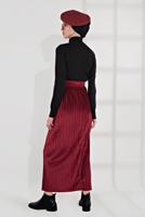 Tesettür giyim BORDO PİLİSELİ KADİFE ETEK 3300
