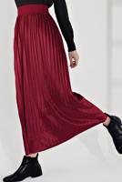 Tesettür giyim BORDO PİLİSELİ KADİFE ETEK 3300