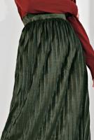 Tesettür giyim HAKİ PİLİSELİ KADİFE ETEK 3300