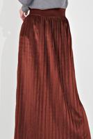 Tesettür giyim KAHVE PİLİSELİ KADİFE ETEK 3300