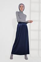 Tesettür giyim LACİVERT PİLİSELİ KADİFE ETEK 3300