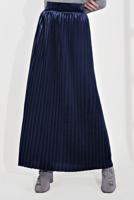 Tesettür giyim LACİVERT PİLİSELİ KADİFE ETEK 3300