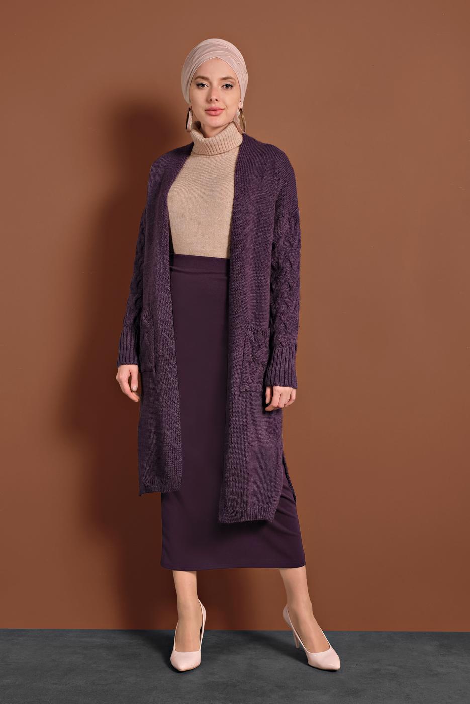 Hijab clothing PURPLE LYCRA TUBE SKIRT 3580