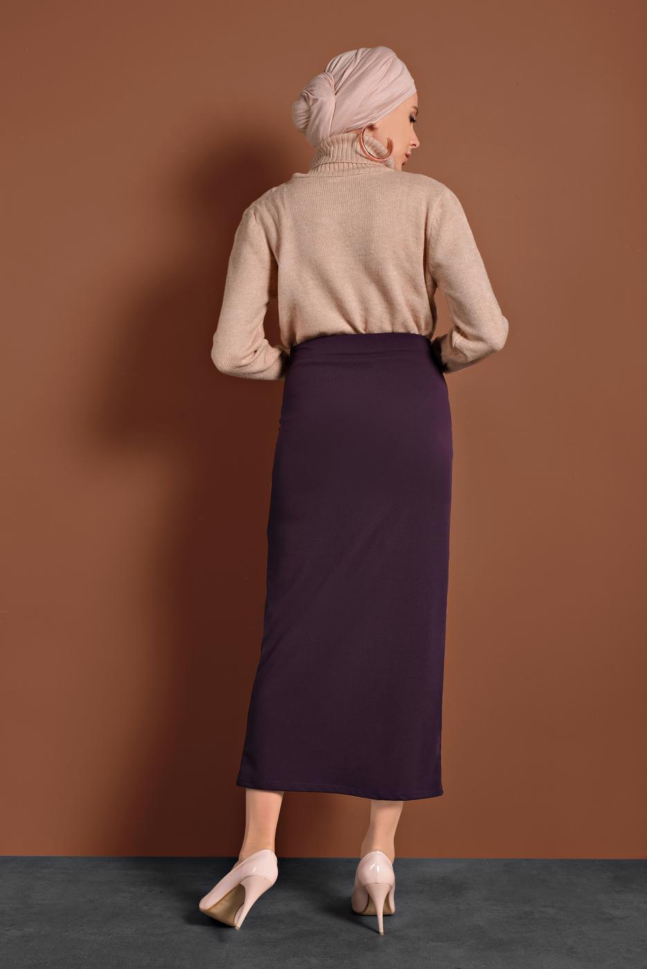 Hijab clothing PURPLE LYCRA TUBE SKIRT 3580