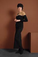 Vêtements hijab NOIR JUPE LYCRA EN DAIM À TAILLE-HAUTE 6060 