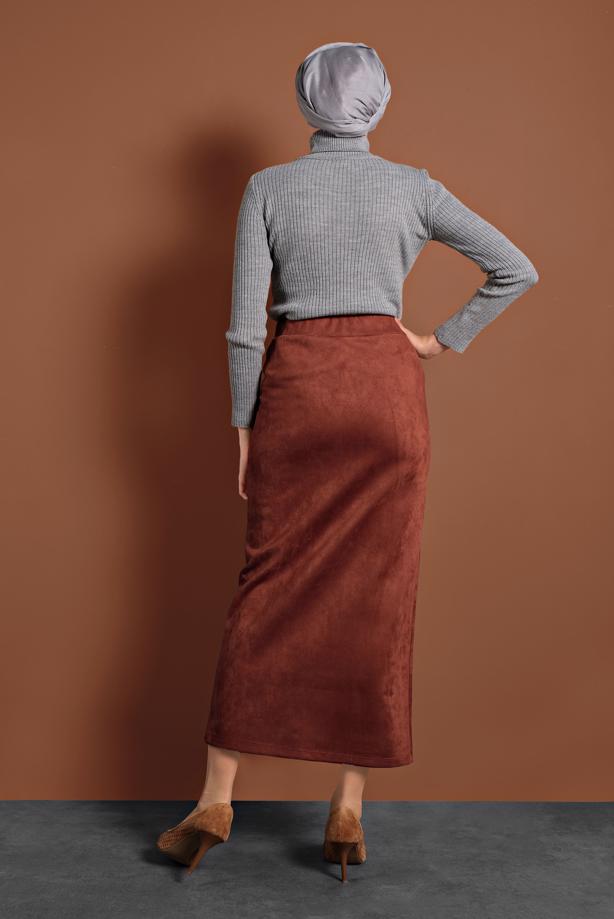 Hijab clothing  HIGH-WAIST LYCRA SUEDE SKIRT 6060  - TRENDTESETTÜR