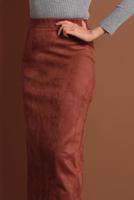 Vêtements hijab BRUN JUPE LYCRA EN DAIM À TAILLE-HAUTE 6060 