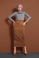 Vêtements hijab TABA JUPE LYCRA EN DAIM À TAILLE-HAUTE 6060 