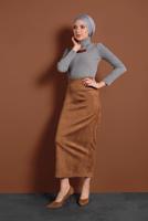 Vêtements hijab TABA JUPE LYCRA EN DAIM À TAILLE-HAUTE 6060 