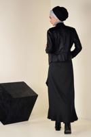 Tesettür giyim SİYAH VOLANLI ASİMETRİK ETEK 6248