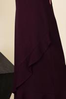 Tesettür giyim BORDO VOLANLI ASİMETRİK ETEK 6248