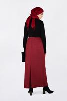 Tesettür giyim KIRMIZI KEMERLİ KALEM ETEK 6250