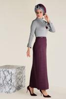 Tesettür giyim MÜRDÜM KEMERLİ KALEM ETEK 6250