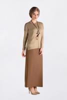 Tesettür giyim KAHVE KEMERLİ KALEM ETEK 6250