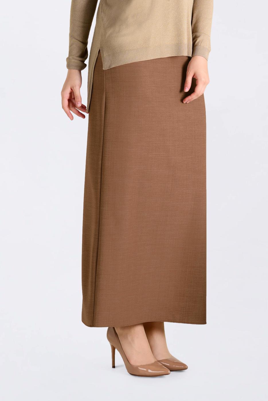 Tesettür giyim KAHVE KEMERLİ KALEM ETEK 6250