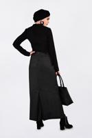 Tesettür giyim SİYAH KEMERLİ GİZLİ YIRTMAÇLI ETEK 6255 
