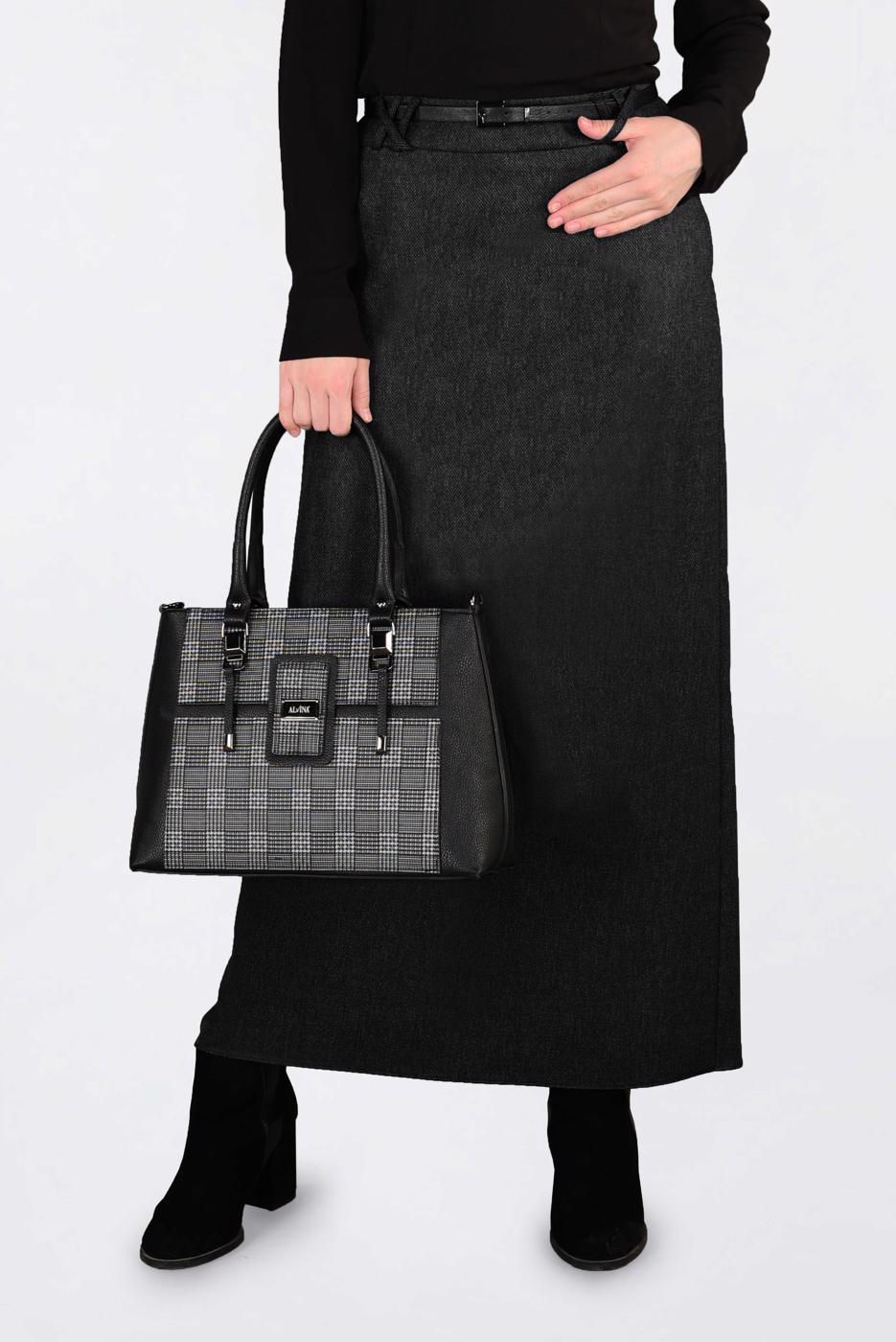 Tesettür giyim SİYAH KEMERLİ GİZLİ YIRTMAÇLI ETEK 6255 