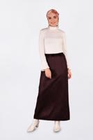 Tesettür giyim BORDO KEMERLİ GİZLİ YIRTMAÇLI ETEK 6255 