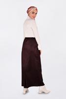 Tesettür giyim BORDO KEMERLİ GİZLİ YIRTMAÇLI ETEK 6255 