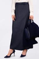 Tesettür giyim LACİVERT KEMERLİ GİZLİ YIRTMAÇLI ETEK 6255 