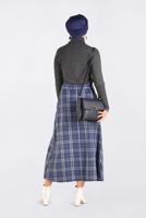 Hijab clothing NAVY BLUE PLAID BELTED SKIRT 6259 