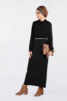 Tesettür giyim SİYAH DÜZ KESİM SÜET ETEK 6263