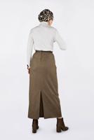 Tesettür giyim BEJ DÜZ KESİM SÜET ETEK 6263