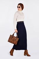 Tesettür giyim LACİVERT DÜZ KESİM SÜET ETEK 6263