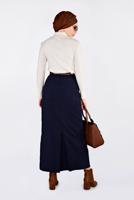 Tesettür giyim LACİVERT DÜZ KESİM SÜET ETEK 6263