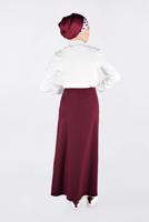 Tesettür giyim BORDO DÜĞME DETAYLI ETEK 6267