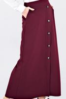 Tesettür giyim BORDO DÜĞME DETAYLI ETEK 6267