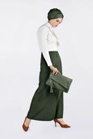 Tesettür giyim HAKİ DÜĞME DETAYLI ETEK 6267