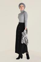 Tesettür giyim SİYAH BOYDAN DÜĞMELİ ETEK 6270 