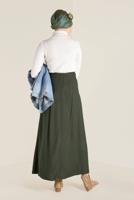 Tesettür giyim HAKİ BOYDAN DÜĞMELİ ETEK 6270 