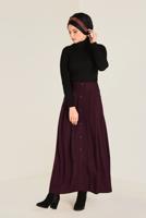 Tesettür giyim BORDO BOYDAN DÜĞMELİ ETEK 6270 
