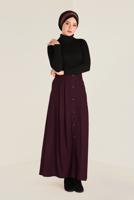 Tesettür giyim BORDO BOYDAN DÜĞMELİ ETEK 6270 