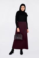 Tesettür giyim BORDO ZİNCİR DETAYLI KALEM ETEK 6273