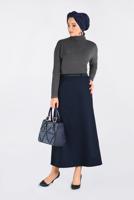 Tesettür giyim LACİVERT ZİNCİR DETAYLI KALEM ETEK 6273