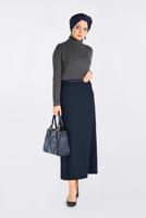 Tesettür giyim LACİVERT ZİNCİR DETAYLI KALEM ETEK 6273