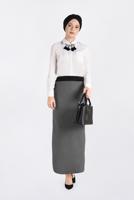 Tesettür giyim SİYAH DESENLİ DÜĞME DETAYLI KALEM ETEK 6278