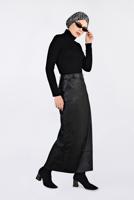 Tesettür giyim SİYAH CEPLİ SUNİ DERİ ETEK 6281