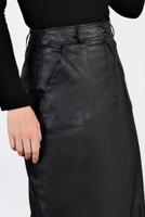 Tesettür giyim SİYAH CEPLİ SUNİ DERİ ETEK 6281