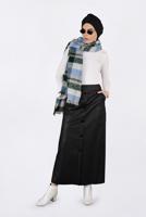 Tesettür giyim SİYAH DÜĞMELİ DERİ ETEK 6282