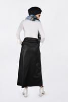 Tesettür giyim SİYAH DÜĞMELİ DERİ ETEK 6282