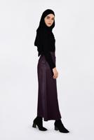 Tesettür giyim BORDO DÜĞMELİ DERİ ETEK 6282
