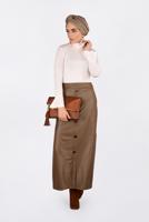 Hijab clothing BROWN BUTTONED LEATHER SKIRT 6282 