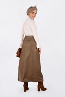 Hijab clothing BROWN BUTTONED LEATHER SKIRT 6282 