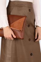 Hijab clothing BROWN BUTTONED LEATHER SKIRT 6282 